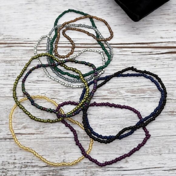 Beaded 10-Pack Bracelets Colorful Rice Bead Womens Jewelry Stretch Casual Cute - Picture 5 of 5